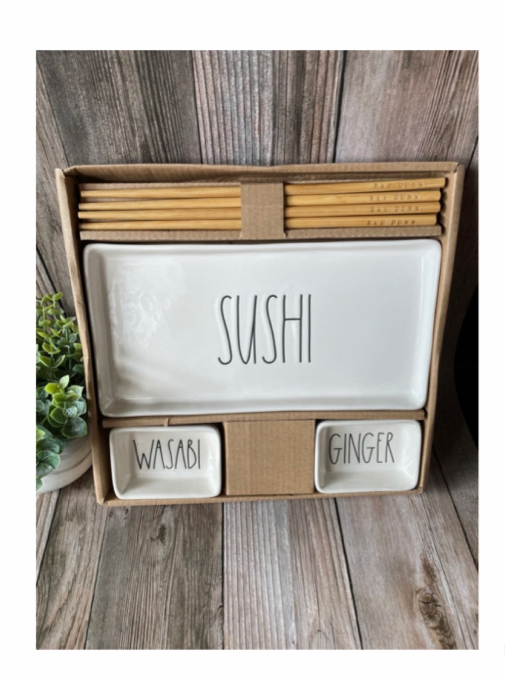 NEW Rae Dunn Sushi, Chopsticks, Wasabi and Ginger Ceramic Set 🍣 🥢